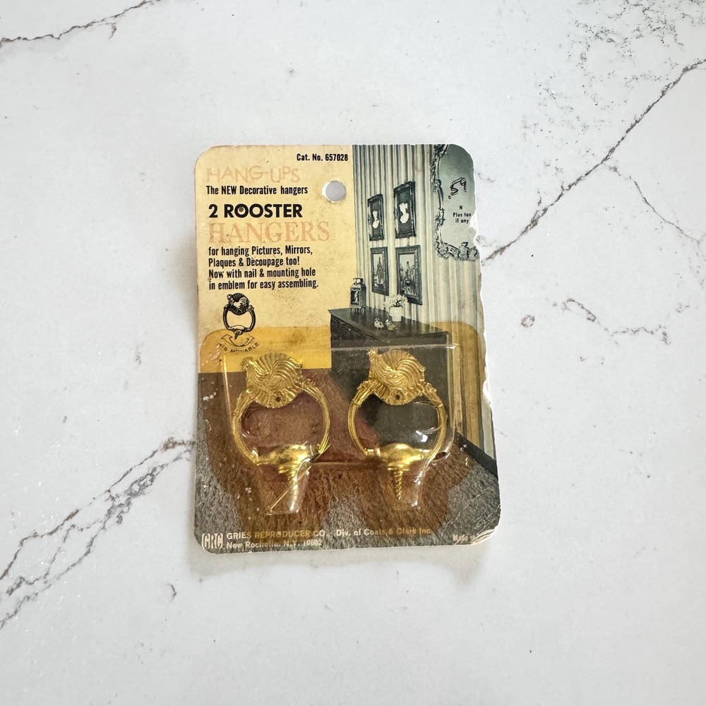 Vintage Brass Rooster Hangers: Decorative Wall Hooks - Made‎ in USA